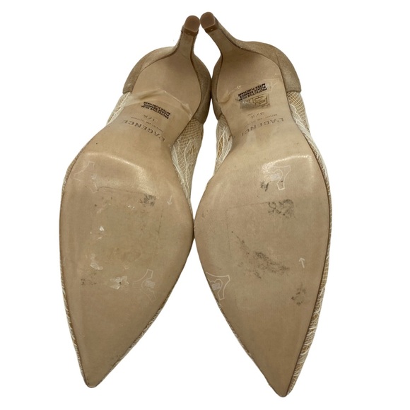 NWOB L'Agence Simone Tan Suede and Beige Lace Pumps - Sz 37.5 ( US 6.5) - Picture 8 of 12